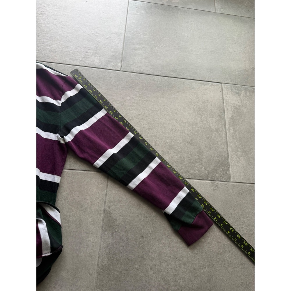 Lacoste Mens Striped Long Sleeve Rugby Shirt Purple Green Black White Size L - Picture 5 of 8